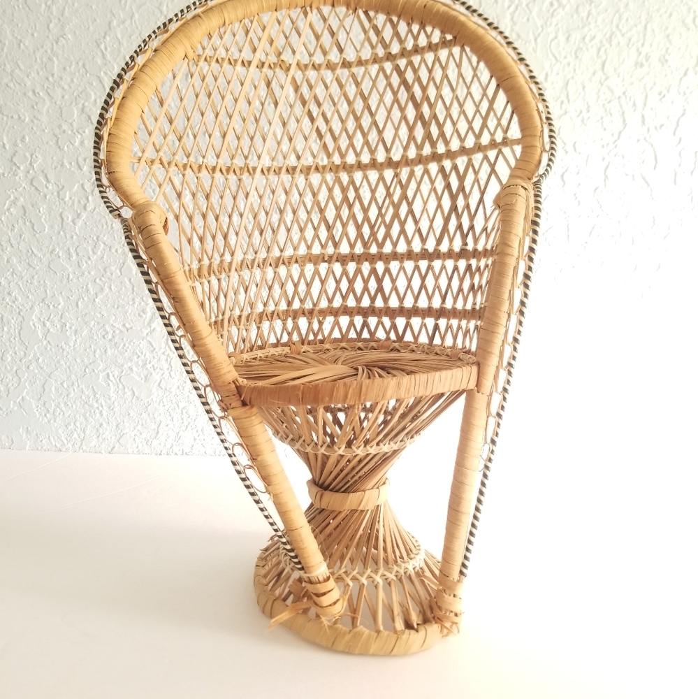 Mini Boho Peacock Wicker Chair